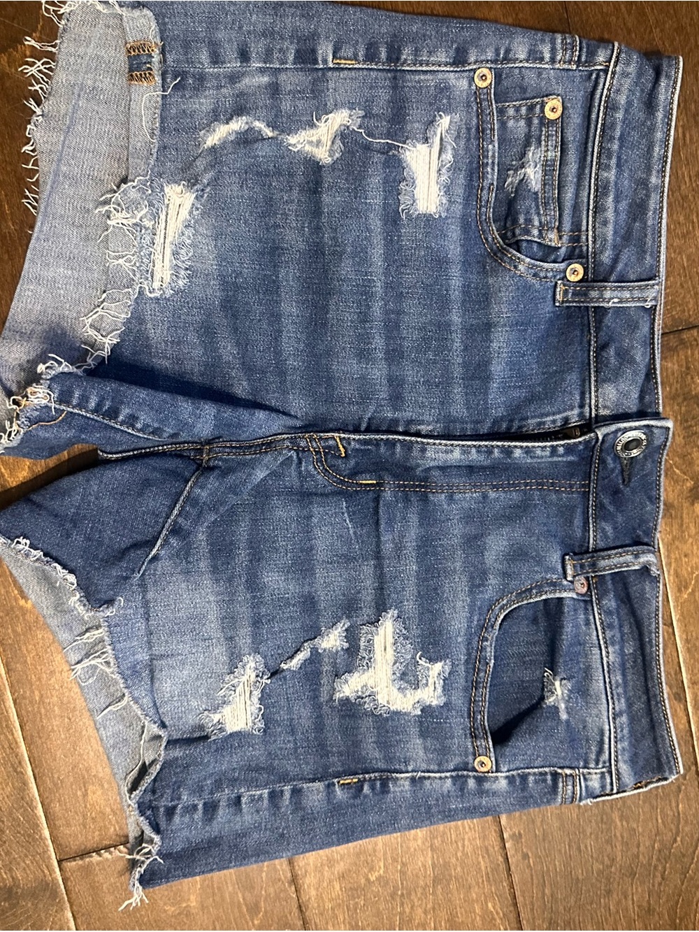 American Eagle Outfitters Distressed Blue Denim Cutoff Shorts
